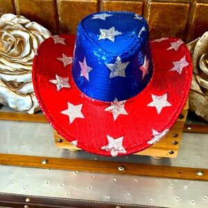 NWOT: Patriotic Gender Friendly Sequined Western Hat